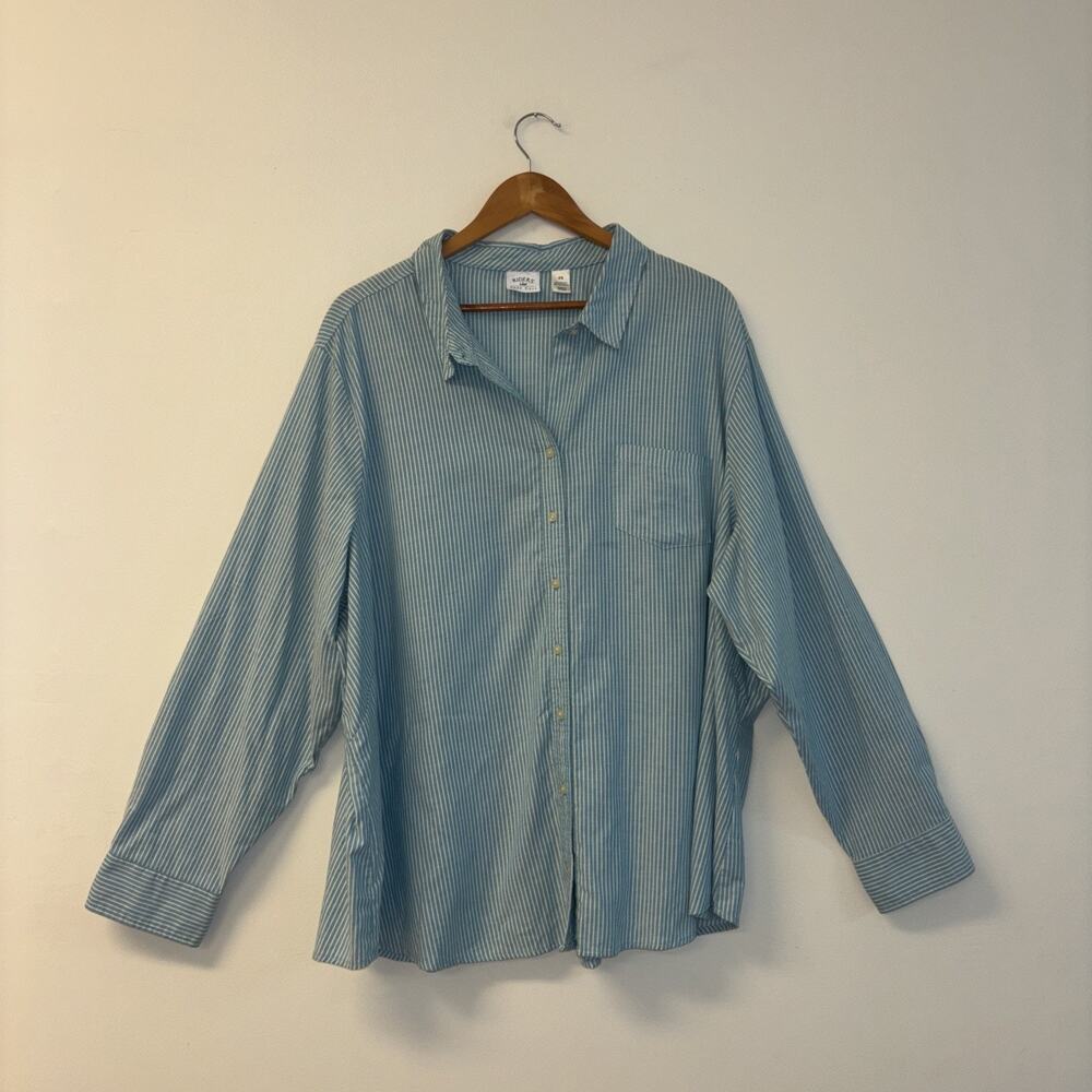 Riders By Lee Full Button Down Collared‎ Shirt Men’s Sz 4x Cotton Blue Stripped